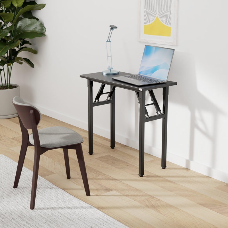 Need Folding Desk - 31 1/2" No Assembly Foldable Small Computer Table,Sturdy and Heavy Duty Writing Desk for Small Spaces, Black&Black Frame - Image 2